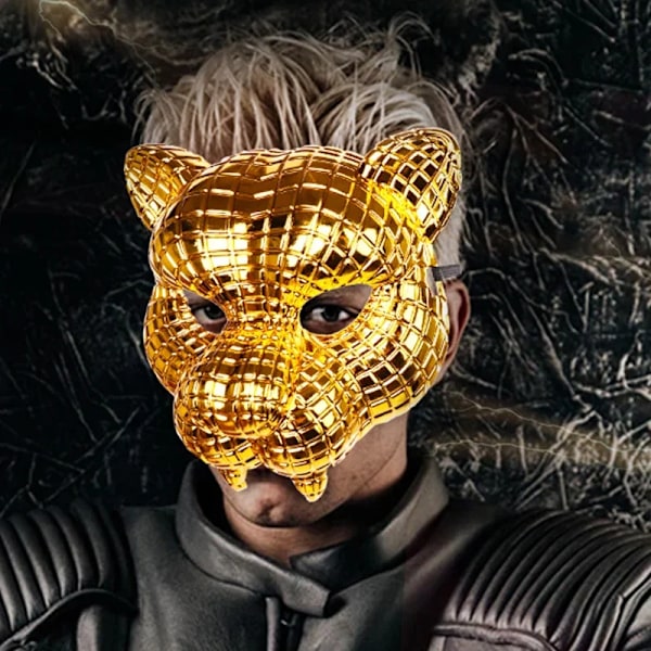 Vip Kund Mask Golden Boss Leopard Halloween Tiger Vuxen Party Rekvisita Mask För Man Cosplay Skal Tillbehör 20CM Leopard