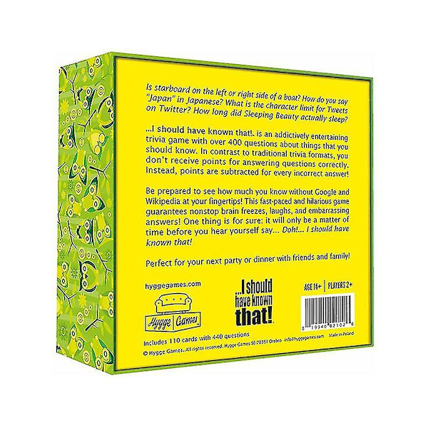 I Should Have Known! Party Game, Family Fun Knowledge Game