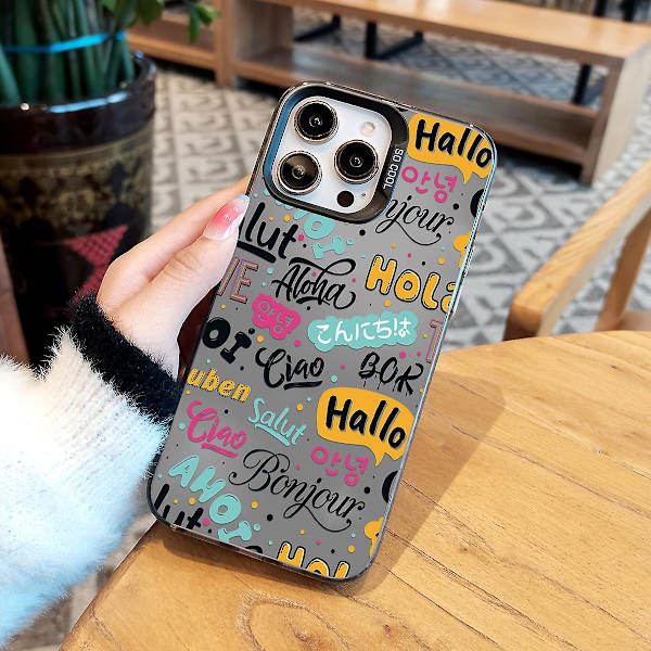 Tecknad Frostat Dubbellager Färg Silver Phone Case Iphone 15 Case Case Stil F Vit Ypmd0900