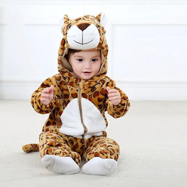 Unisex Baby Flannel Stitch Cosplay Romper Animal Onesie Kostym Huva Cartoon Outfit Suit 90(13-18M)-Anime mov 16