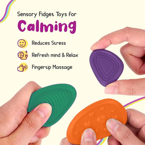 Fidgetlegetøj, 6-pak bløde og teksturerede sensoriske fidgetsten mod angst, sensorisk legetøj til børn med autisme, gave til alle.