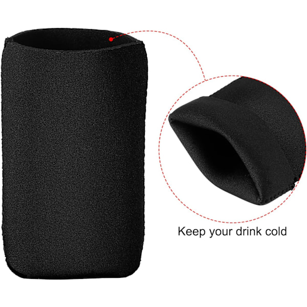 Kylmanschetter för burkar, isolerade hopfällbara neoprenöverdrag, för smala burkar och flaskor, svart 3-pack, (Svart) black
