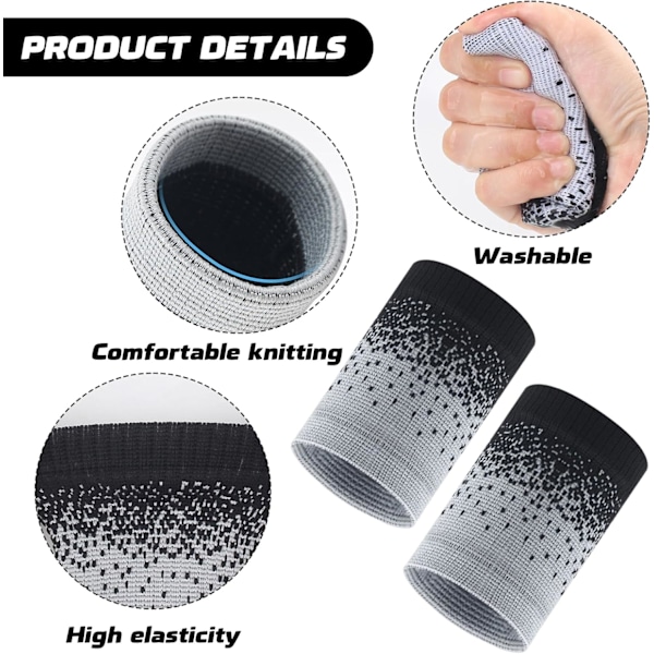 Sportarmband 1 par 10*8cm elastiskt sportarmband svettabsorberande nylonarmband lämpligt för fitness svart och grått Black and gray