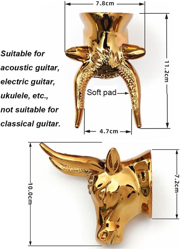 Gitarrhängare, Bull Art Gitarr Väggfästen 2-pack, Guld Gitarrställ Krokar för Akustisk Gitarr, Elgitarr, Ukulele