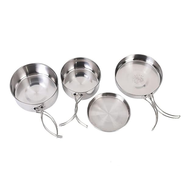 4 st Rostfria Kastruller/Stekpanna/Lock för Utomhuscamping Matlagning
