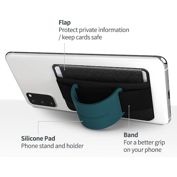 Telefon Grepp Korthållare med Telefonhållare, Fäster Säkert på iPhone Telefonhållare med Pop-up Telefonhållare. Silikon Blå Blue