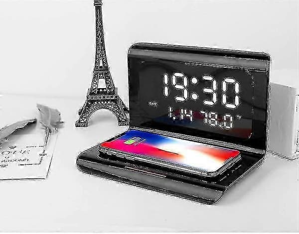 10w Trådløs Oplader Pad LED Display Vækkeur