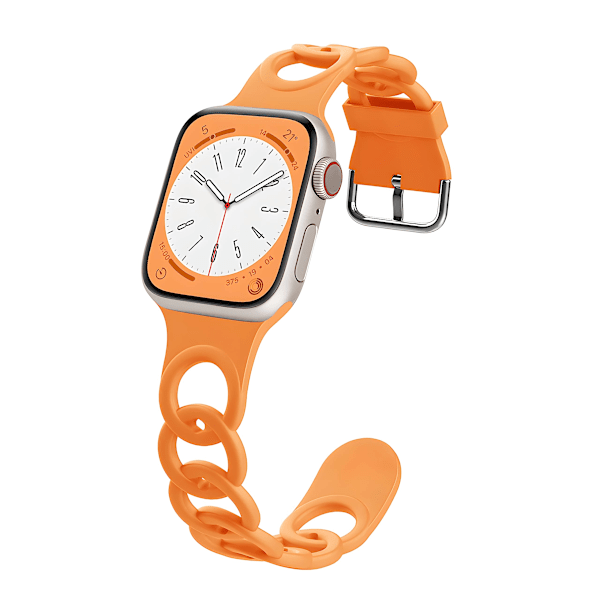 Silikonarmband för Apple Watch 38mm 40mm 41mm, Sportigt Tunt Smalt Mjukt Armband med Cirkelkedjedesign - Orange Orange