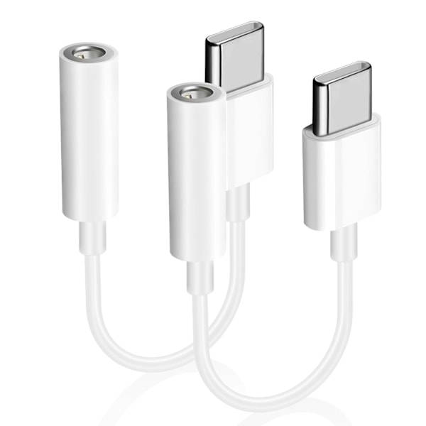 2 USB C till 3,5 mm Jack Adaptrar, Typ C till Hörlurs Aux Adapter, Aux till USB C Hörlursadapter