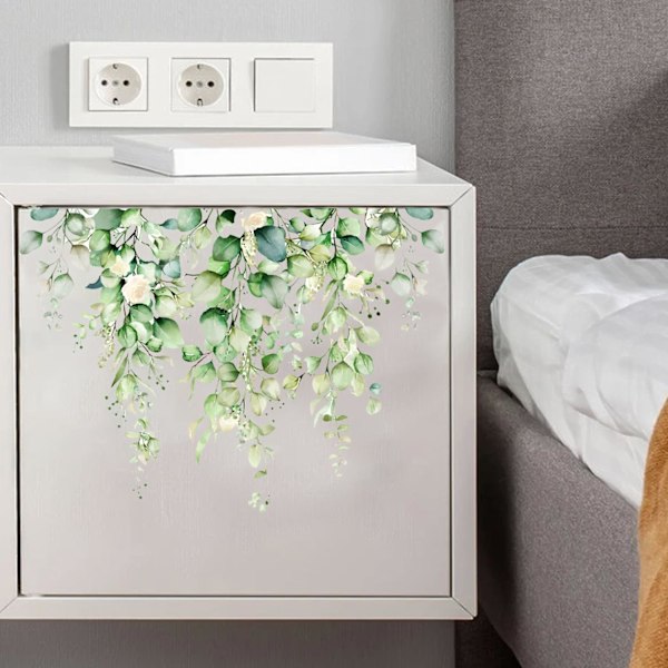 Gröna Växter Toalettdekaler 2 Ark Löv Blommor Toalettlock Dekaler Självhäftande Växter Toalett Badrum - gröna växter