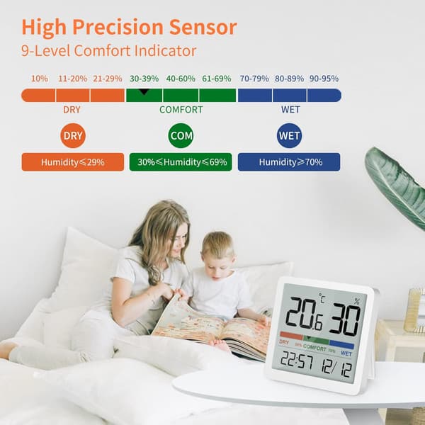 Innendørs Termometer Hygrometer Lite Digitalt Temperatur Hygrometer Innendørs Termometer Sensor Luftmonitor, 2 Pakning