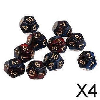3-4-pack med 10 12-sidiga tärningar D12 polyedriska tärningar för Dungeons and Dragons Table (4 st)