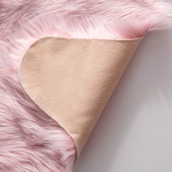 Fuskpäls Mattor, Fårskinnsmatta, Mjuk Luddig Matta för Sovrum Soffa Golv, 60 x 90 cm, Oregelbunden Form, Rosa Light pink