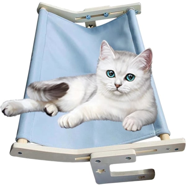 Kattfönsterbräda Husdjurskattsäng Katthängmatta för Fönster Hållbar för Inomhus Katter Katthylla Utrymme (Färg: L Blå 50x40x20cm Blue
