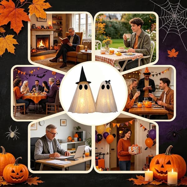 Halloween-dekoration, läskig och söt, batteridriven, 2 st