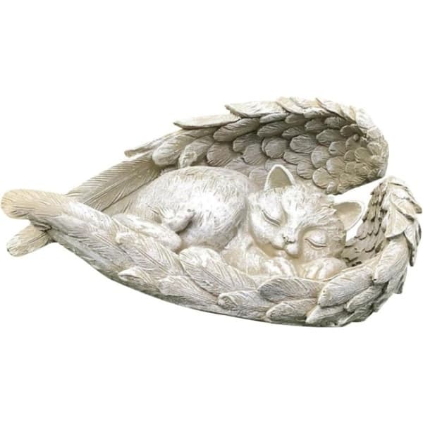 Dyrstatue katt engel figur gravpynt grav
