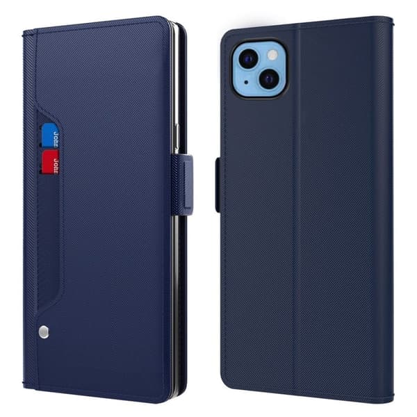 Stilig iPhone 13 Mini-deksel med sminkespeil - Blå Blue blue