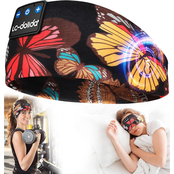 Sovhörlurar Pannband Bluetooth 5.4, Trådlösa Pannbands-hörlurar med USB C Laddningsport, Sovmask Sleep Mask