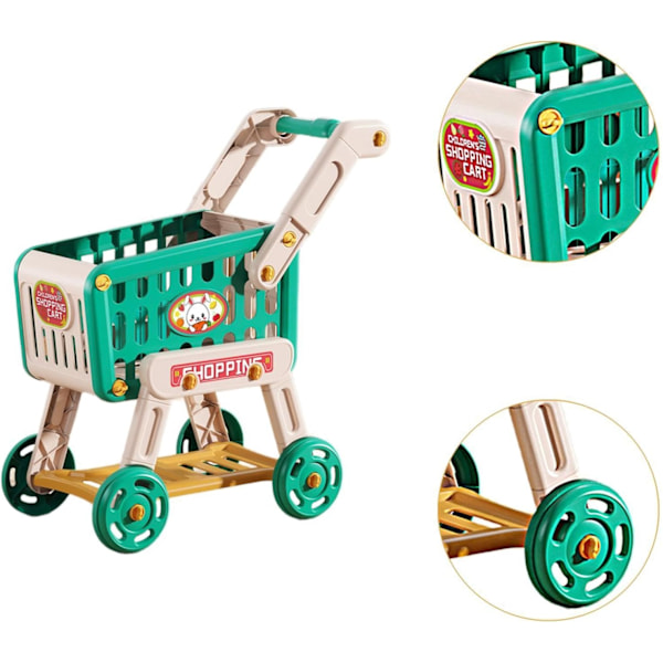 Leksaksmatvagn, Matvagn, Shoppingvagn, Stormarknadsvagn, Tidig inlärning, Interaktiv shoppingvagn för småbarn, Grön Green