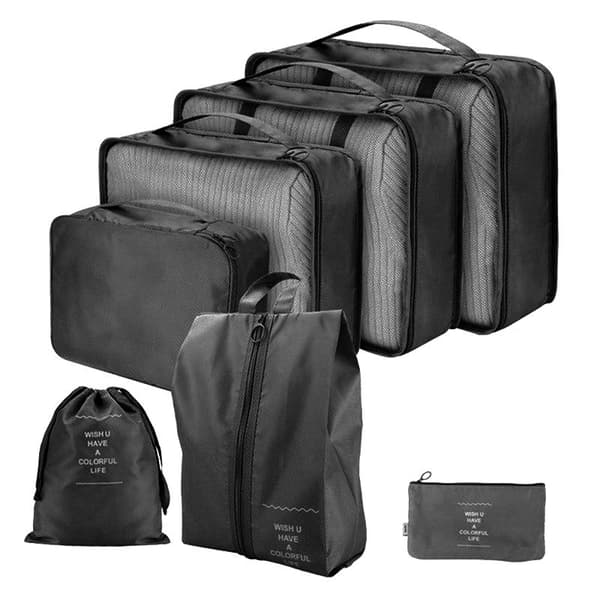 Kuffert Organizer - 7 dele - Tasker til Rejser Svart black