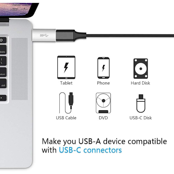 USB 3.0 til USB C Adapter, USB 3.0 Type C Hunn til USB 3.0 A Hann Adapter