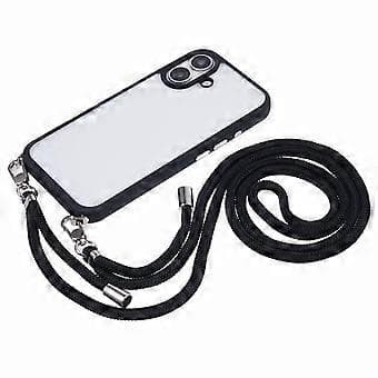 Etui til iPhone 16 TPU+PC Krystalklar Bagside med Snor (Stil B)