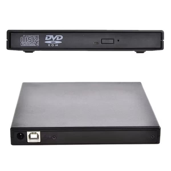 Ekstern DVD/CD-brænder USB 2.0 Slim til computer Svart black