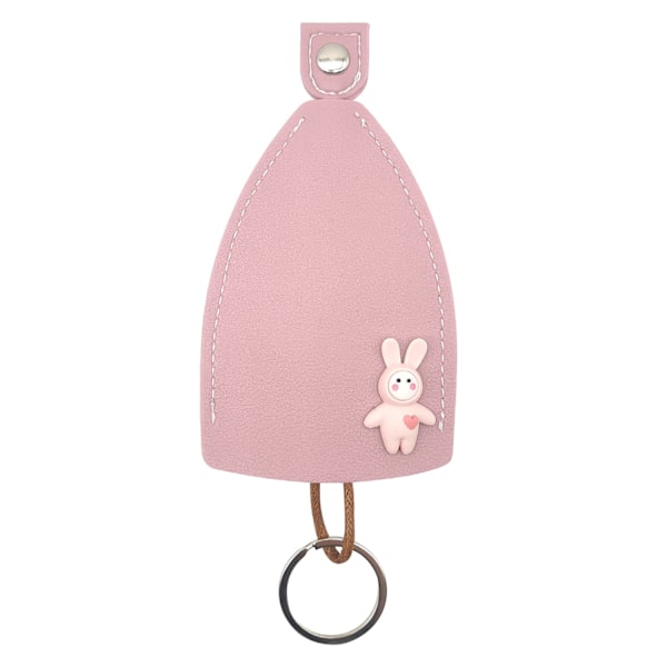 Nyckelöverdrag av dragtyp, Sött Kanin PU Läder Tecknad Bilnyckelhållare Fodral, Stor Kapacitet Utdragbar Nyckelhylsa Inte Lätt-Rosa Pink