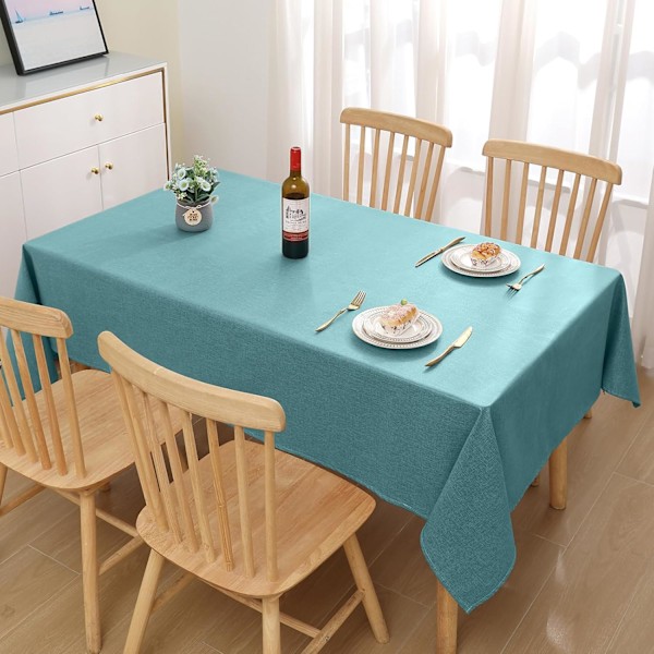 Rektangulär Duk Lätt Att Torka Ren 140x200 cm, Torkbar Vattentät Linneduk, för Kök Inomhus Utomhus, Teal Peacock blue
