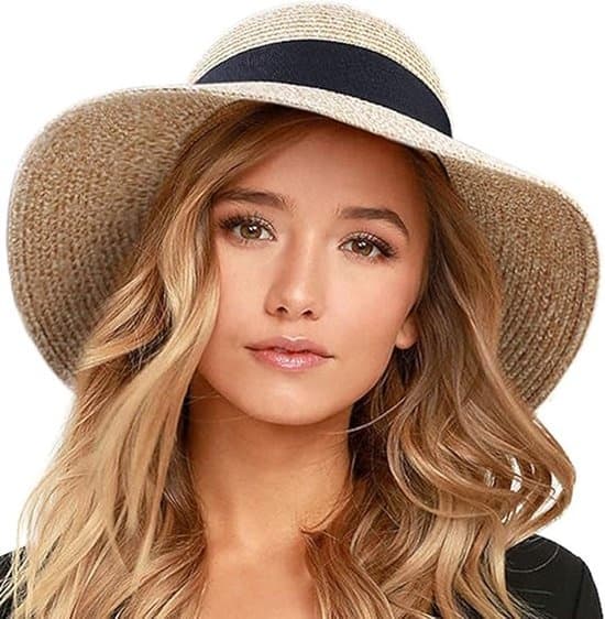 Hat - Dame Solhat - UV UPF 80+ - Sammenfoldelig Rejse Skygge - Sommer - UV Hat - Råhvid