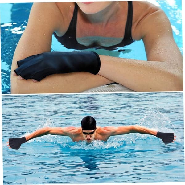 Simhandskar med simhud simutrustning anknäbbsformade paddlingshandskar för handflatan dykhandskar med simhud, storlek M. 1pcs