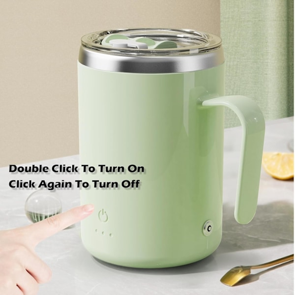 Uppladdningsbar Självrörande Mugg - Magnetisk Adsorptionsladdning | Elektrisk Automatisk Blandningsmugg i Rostfritt Stål 400 ml/13.5 oz (Grön) Green