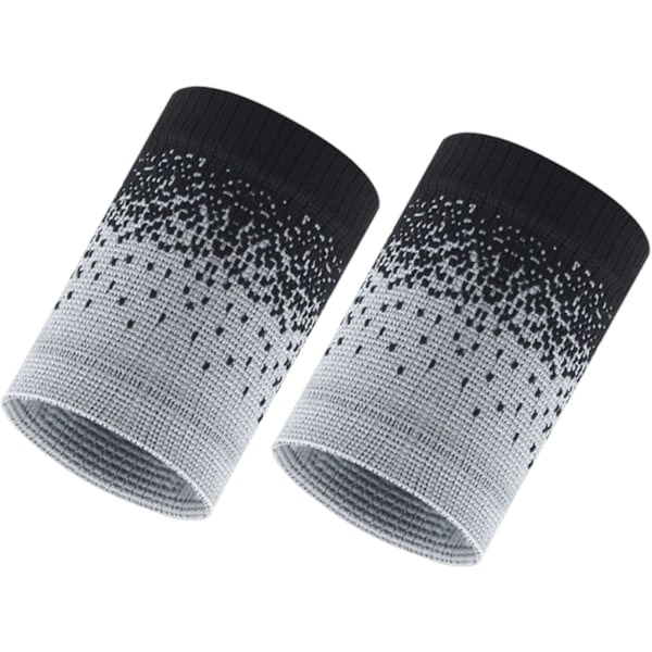 Sportarmband 1 par 10*8cm elastiskt sportarmband svettabsorberande nylonarmband lämpligt för fitness svart och grått Black and gray