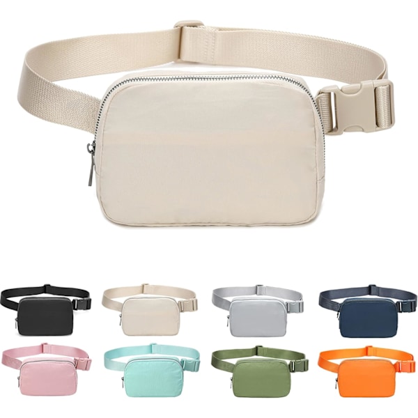 Midjeväska Crossbody Väskor Magväska för Löpning Vandring Resor Träning Justerbar Rem för Kvinnor - beige beige