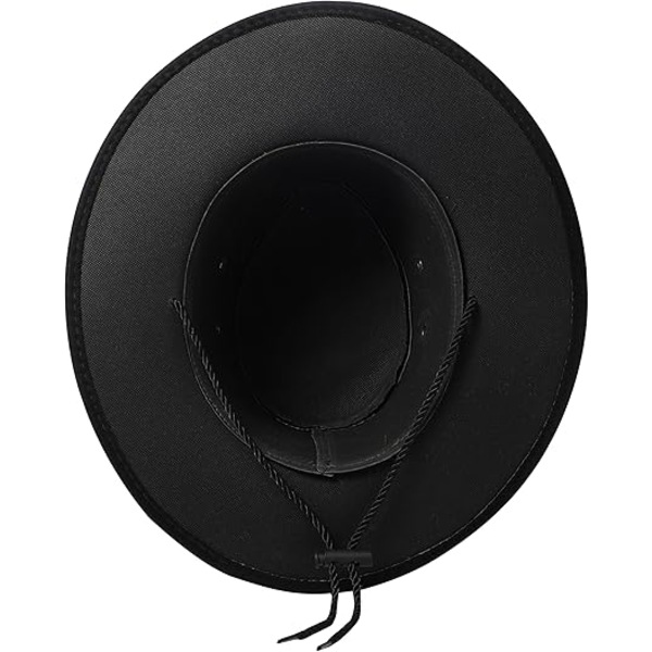 Cowboyhatt Western Solhatt Faux Filtläder Mocka Maskerad Kostym Outfit Resa Utomhus Solskydd Herr Dam.svart black