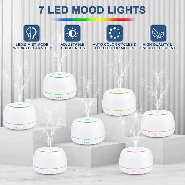 300ML Eterisk Olje Diffuser, Aroma Diffuser Luftfukter, Elektrisk Duftforstøver med Fargelys og USB C Kabel for hjem, soverom White