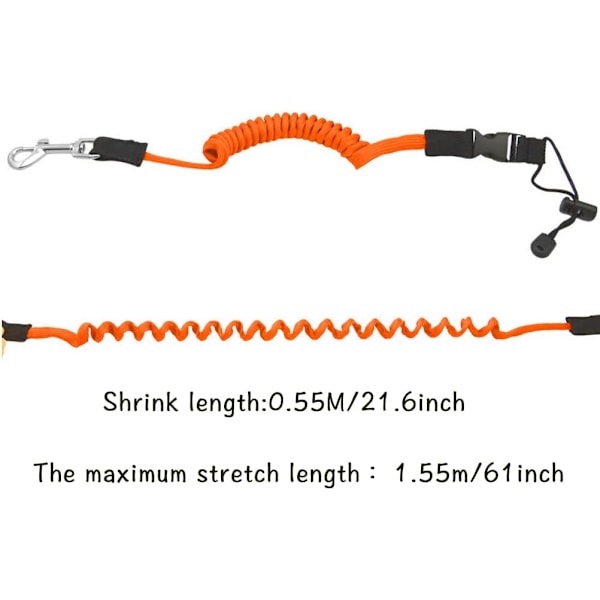 2 st Säkerhets Elastisk Kajakpaddel Rep Tillbehör med Justerbart Bältesspänne och Metallkrokar för Kanotpaddling Båtliv Surfing (Orange)