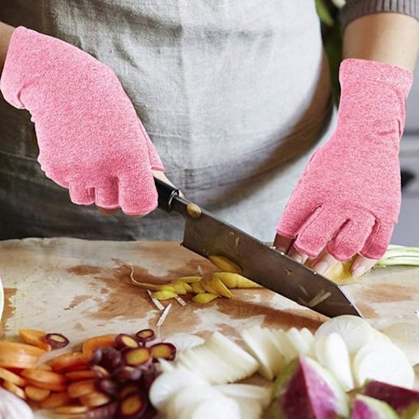 2 Par Kompressionshandskar Stöd, Fingerled, Lindra Smärta från Reumatoid Artrit, Osteoartrit, RSI, Karpaltunnelsyndrom (Rosa, S) pink S