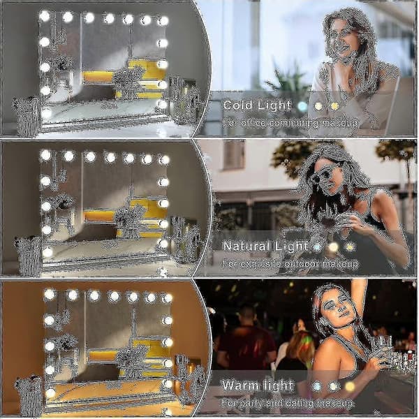 Led Hollywood Makeup Spejl Lys Spejl Dæmpbare Led Lys (Kun Pære) Dd. 10 lights