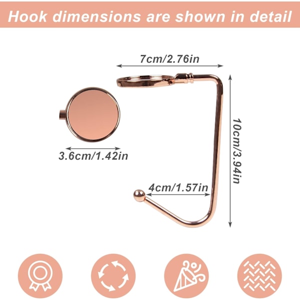 4-pack Strumpkrokar, för Mantelspisel, Metallkrokar med Halkskydd, för Juldekoration, Roséguld Rose Gold