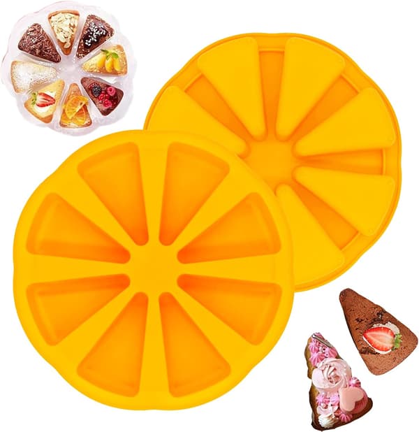 Silikonebageforme, Trekantet silikoneform, 8 hulrum silikone kageform, til scones, chokolade, køkkenbageudstyr, orange