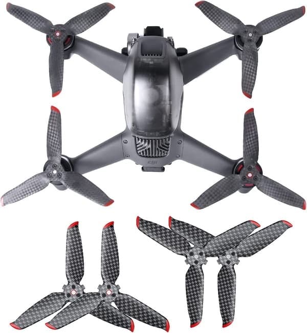 Par karbonfiberpropellblader til DJI FPV - Høyhastighetspropeller til droner - Stille propeller - 4-blads propell - Dronepropell