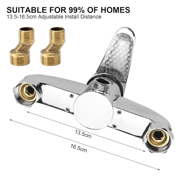 Duschblandare, duschblandare, ettgreppsblandare för väggmontering, duschblandare med keramisk ventilkärna, kromad duschblandare med G 1/2 pip