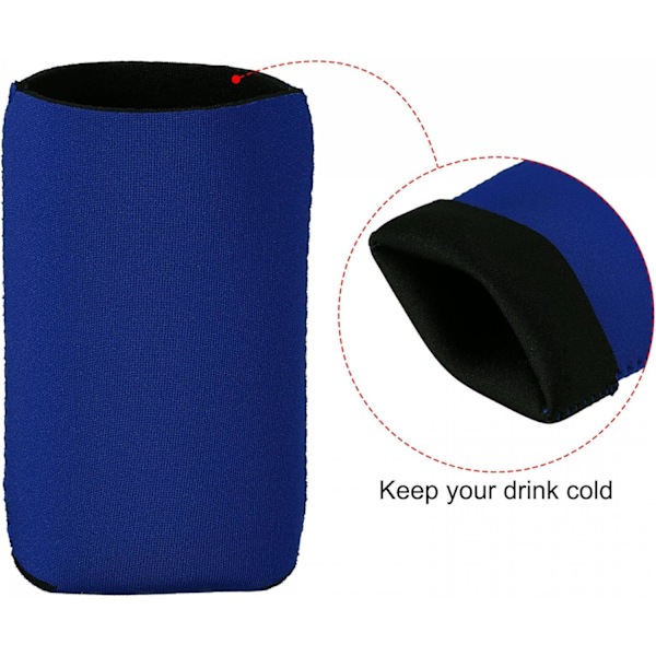 Kylmanschetter för burkar, isolerade hopfällbara neoprenöverdrag, för smala burkar och flaskor, svart 3-pack, (Blå) Blue