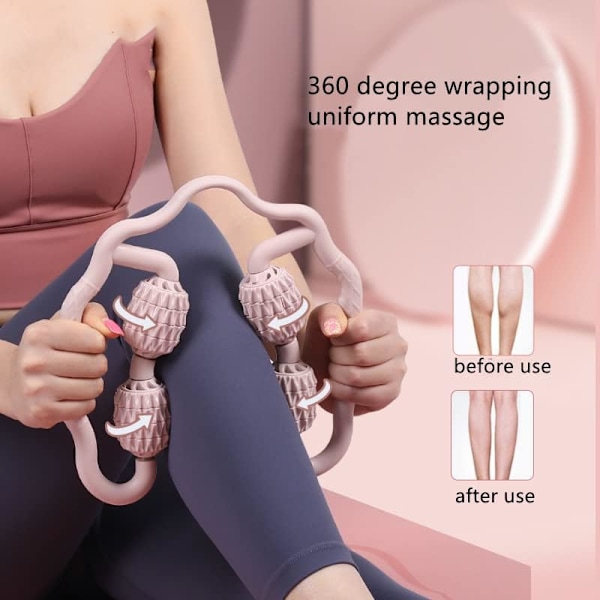 4 Hjul Muskelrulle Massager Cirkulära Benklämmor - 360° Muskelrulle för Ben Nacke Hand Arm Muskel (Ljusblå) Light Blue