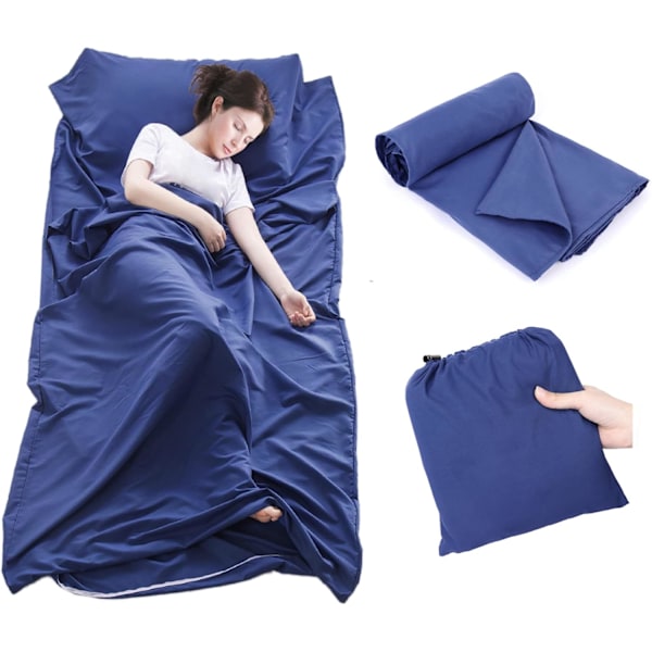 Lakan Reselakan Sovsäckslakan, 75 x 210 cm Portabelt Polyester Sovsäckslakan för Resor Vandrarhem, Marinblå Blue 75*210cm