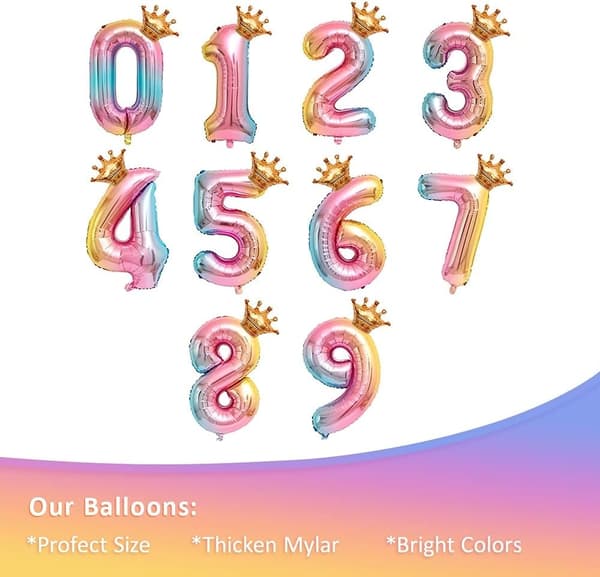Helium folie nummerballon, 32 tommer regnbuegradient nummerballon
