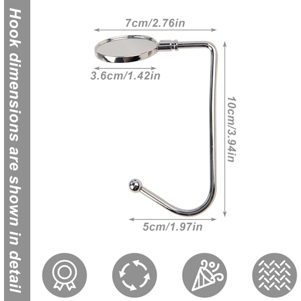 4-pack Strumpkrokar, för spiselkrans, metallkrokar med halkskydd, för juldekoration, silver Silver