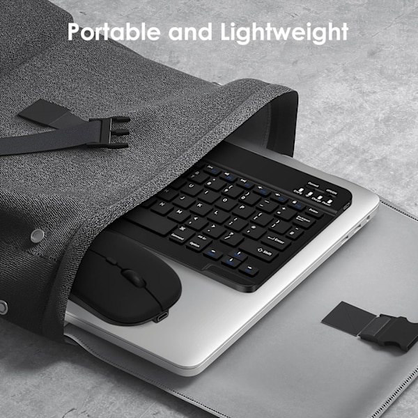 Tangentbord, Uppladdningsbart Ultra Slim Universellt Tablet Tangentbord, Portabelt Bluetooth Tangentbord för Laptops/Stationära Datorer/Telefoner, Svart