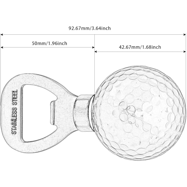 Ölflasköppnare i form av en golfboll, 92,67 mm rostfritt stål-blå Blue